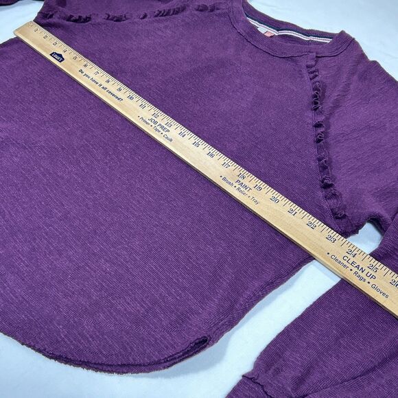 Anthropologie Pilcro Raglan Ruffled Thermal Top Purple Size Small Preppy Office - Picture 9 of 16
